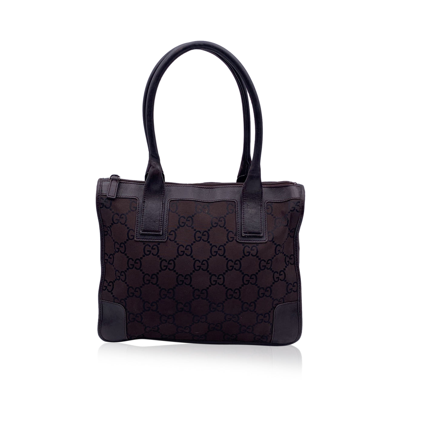 Gucci Brown Monogram Canvas Satchel Bag Handbag Tote