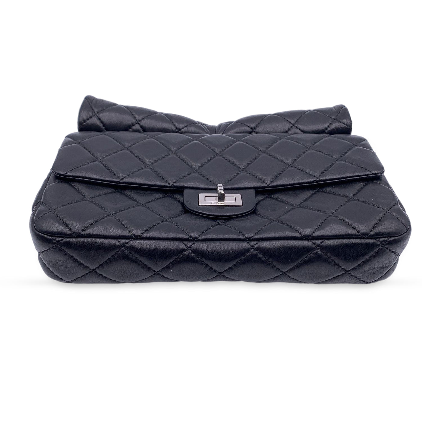 Chanel 2010s Black Quilted Leather Reissue Roll 2.55 Clutch Bag