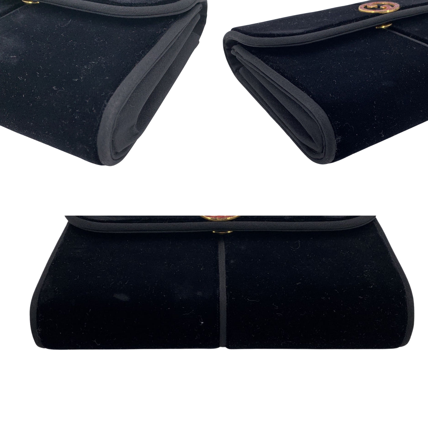 Gucci Vintage Black Velvet GG Logo Evening Bag Clutch