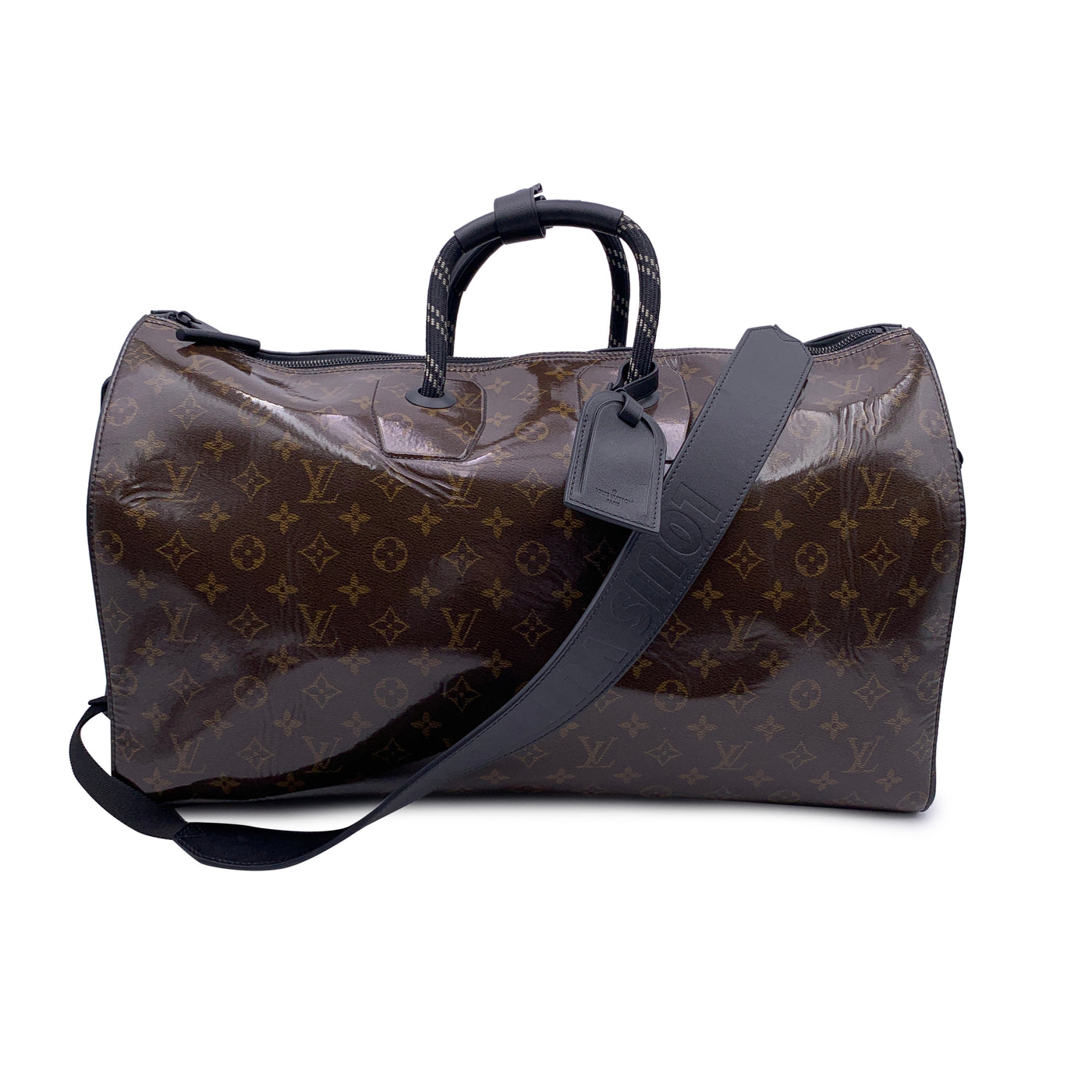 Louis Vuitton Monogram Glaze Keepall 50 Bandouliere Bag M43899 Black