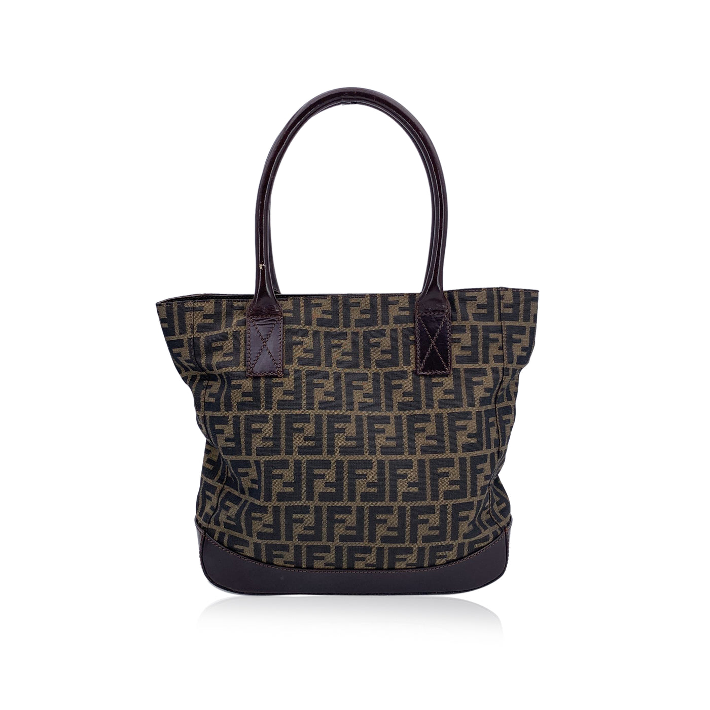 Fendi Vintage Zucca Monogram Canvas Tote Handbag Shoulder Bag