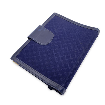 Gucci Vintage Blue Monogram Canvas 4 Ring Agenda Cover