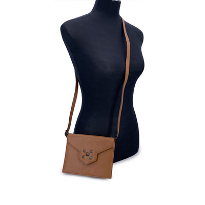 Yves Saint Laurent Vintage Tan Leather Studs Convertible Shoulder Bag