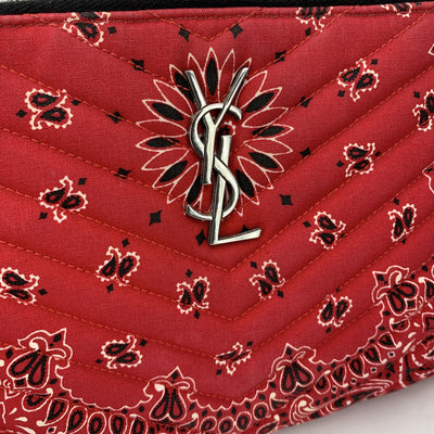 Saint Laurent Red Bandana Print Canvas Canvas Clutch Wrist Bag