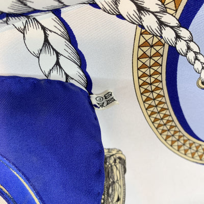 Hermes Vintage Blue Silk Grand Apparat Scarf 1962 Jacques Eudel
