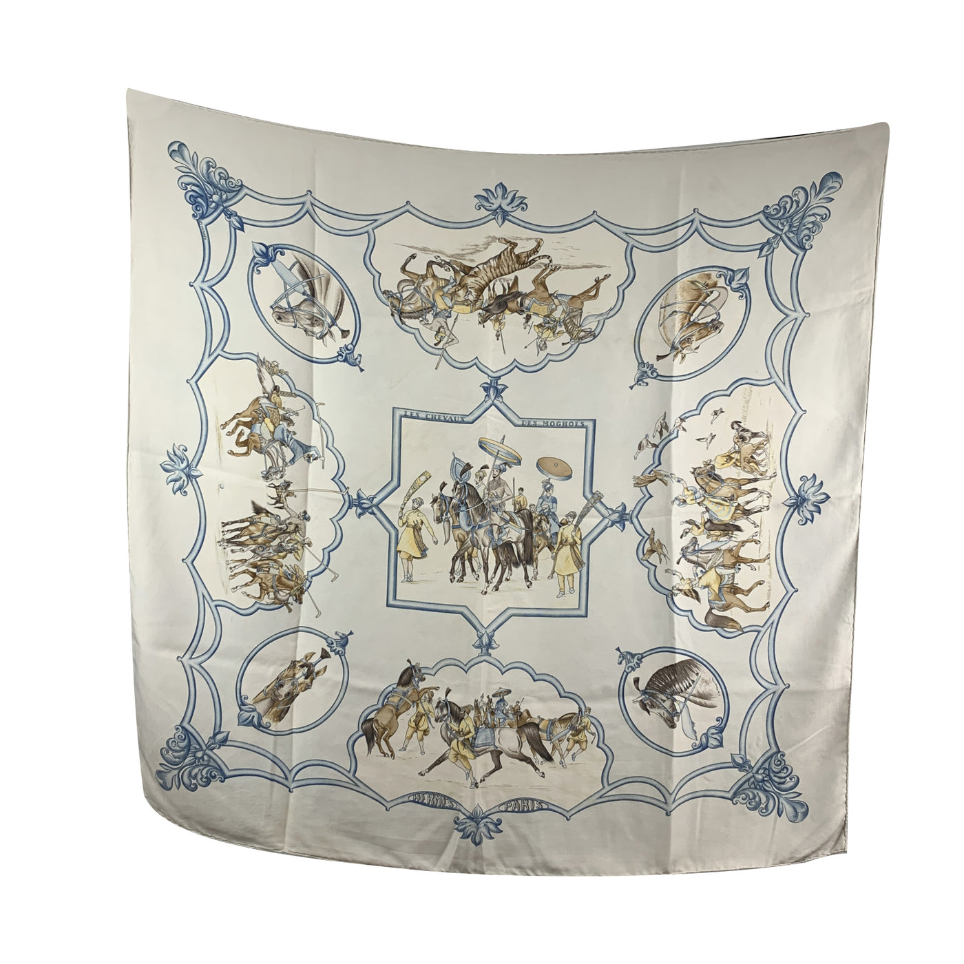 Hermes Paris Silk Scarf Les Chevaux des Moghols 1993 De Fougerolle