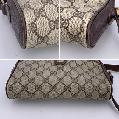 Gucci Vintage Beige GG Monogram Canvas Messenger Crossbody Bag