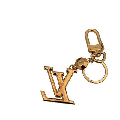 Louis Vuitton Gold Metal Lv Faccettes Keyring Chain Bag Charm