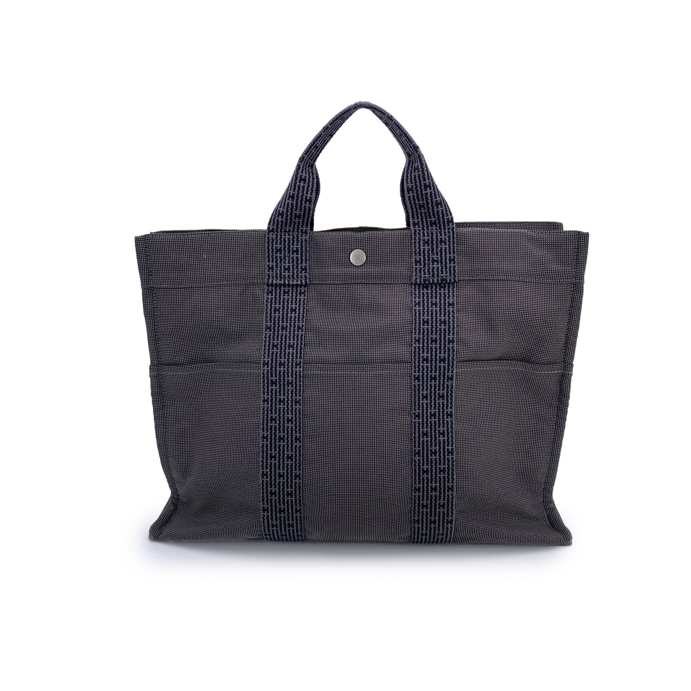 Hermes Paris Grey Canvas Her Line Herline MM Yale Tote Bag