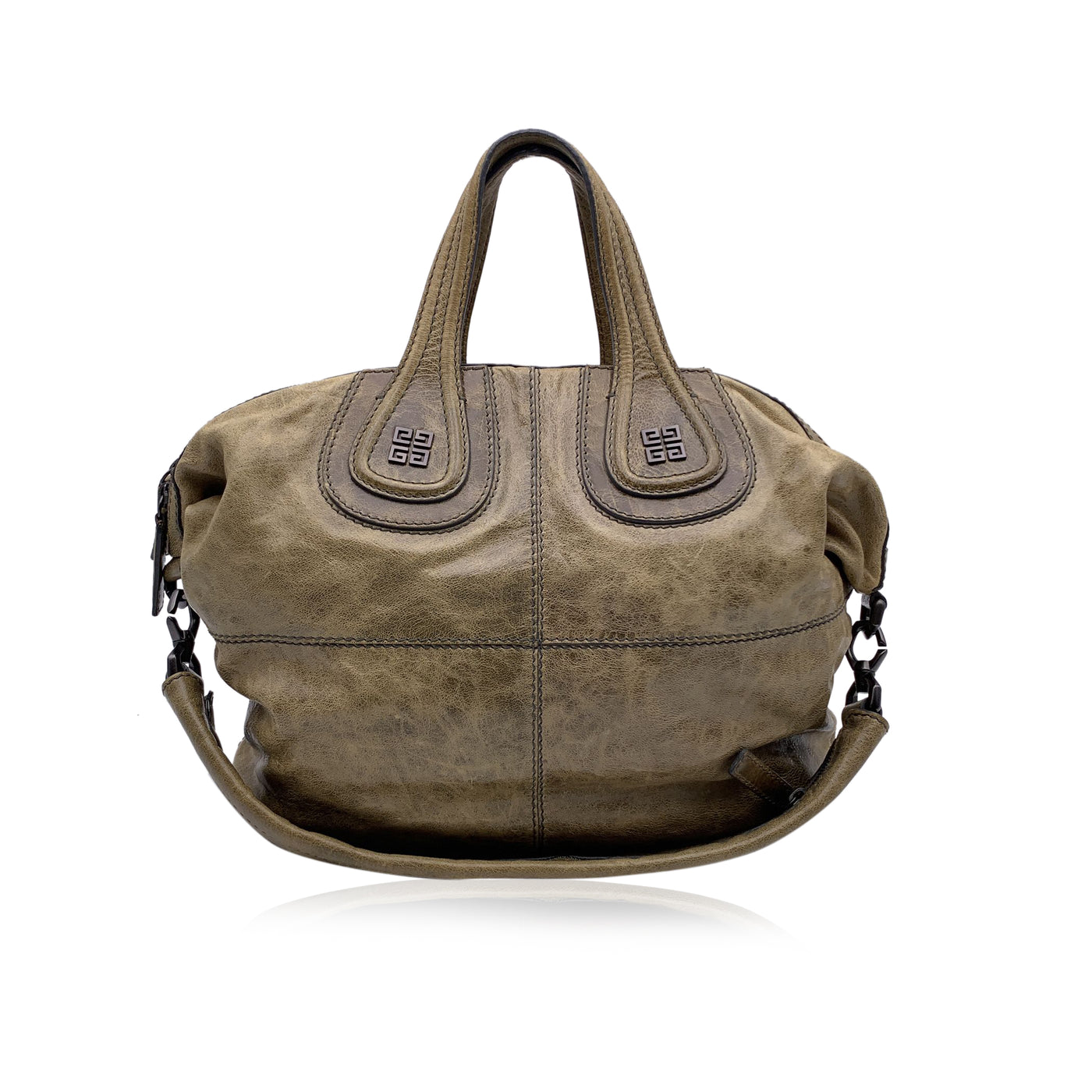 Givenchy Brown Distressed Leather Nightingale Duffle Bag Weekender