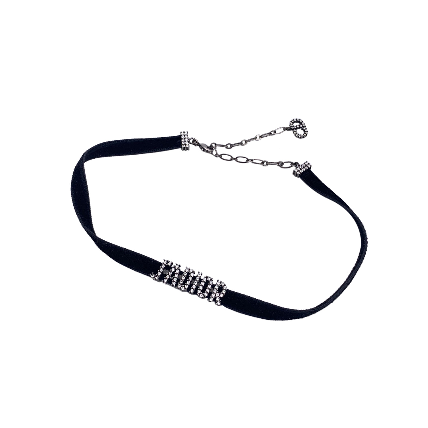 Christian Dior Black Velvet J'Adior Rhinestones Chocker Necklace