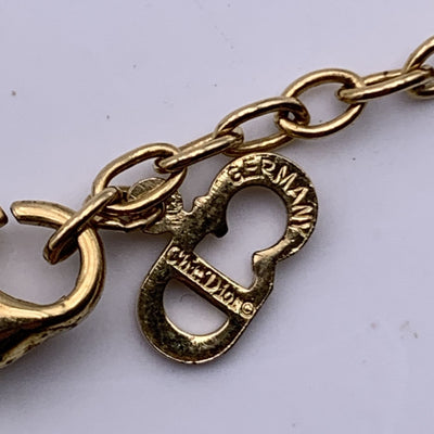 Christian Dior Gold Metal CD Logo Small Pendant Chain Necklace