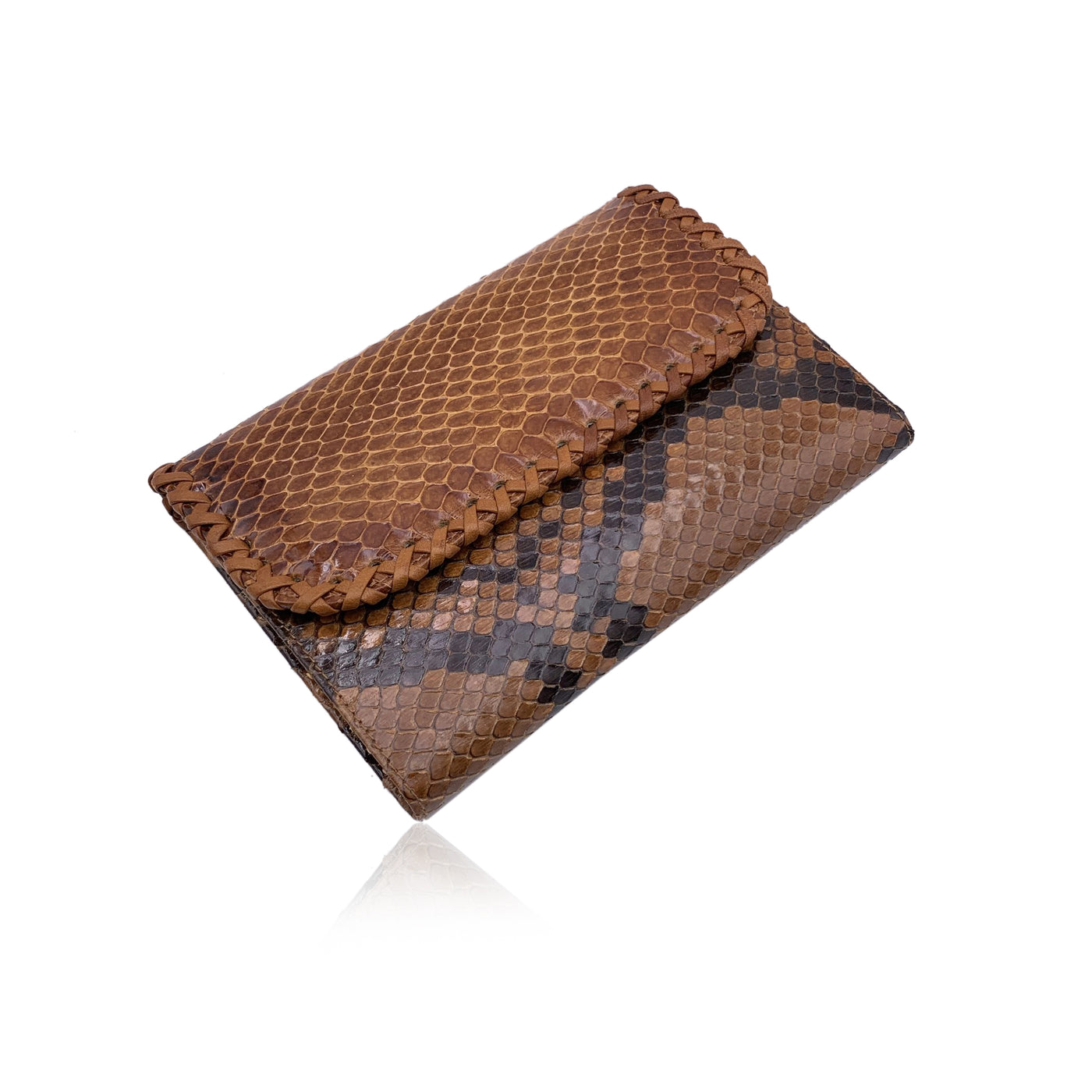 Ermanno Daelli Light Brown Leather Flap Wallet Checkbook Holder