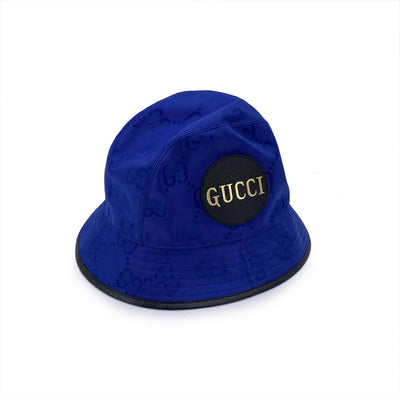 Gucci Blue Monogram Nylon Off The Grid Unisex Bucket Hat Size M