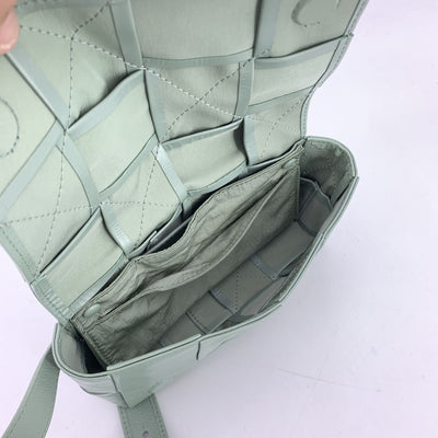 Bottega Veneta Sage Green Leather Intreccio Cassette Waist Bag