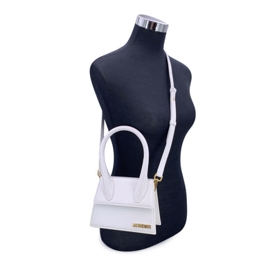 Jacquemus White Leather Le Chiquito Small Structured Bag with Strap