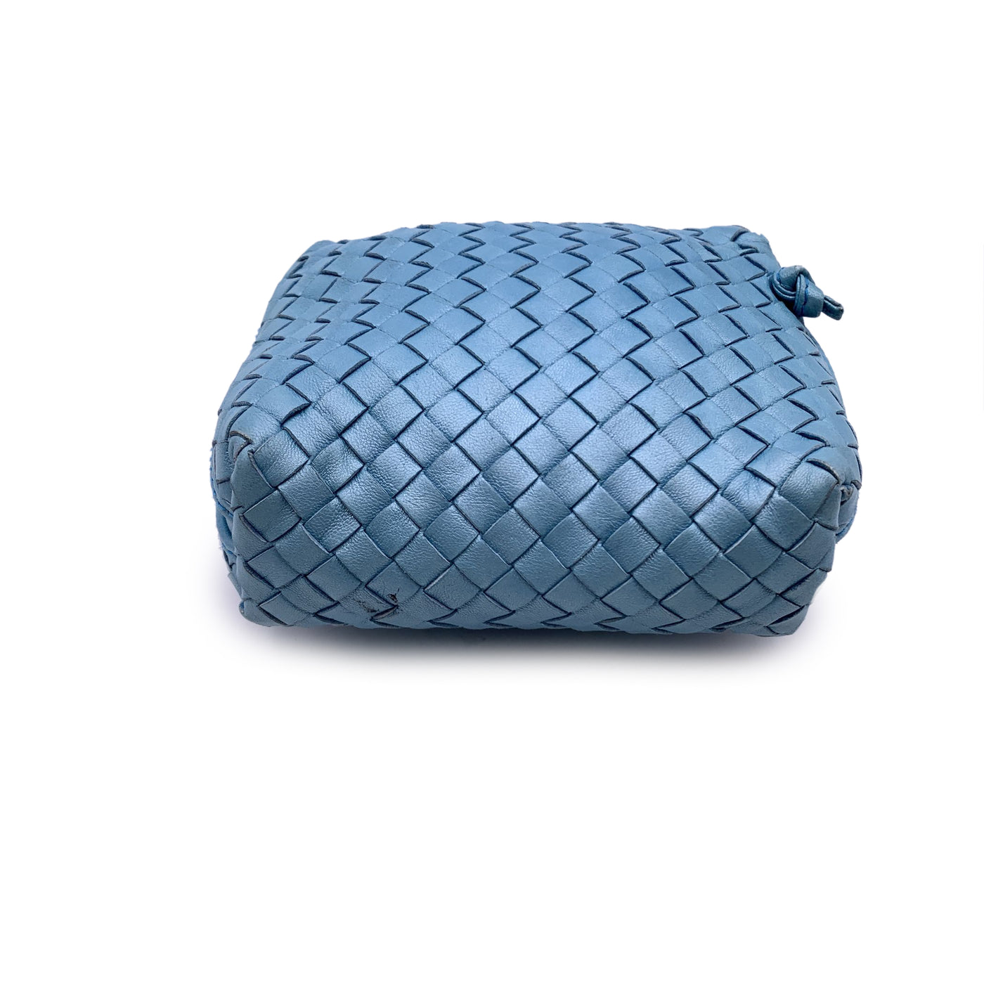 Bottega Veneta Light Blue Intrecciato Woven Small Nodini Crossbody Bag