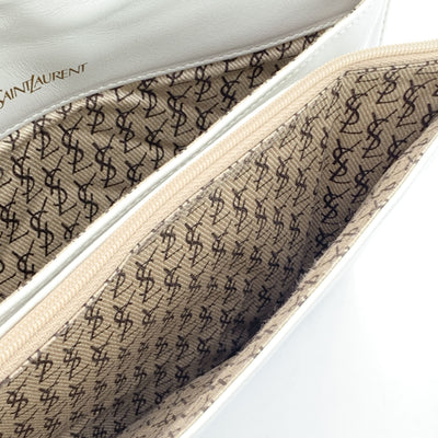 Yves Saint Laurent Vintage White V Quilted Leather Small Clutch Bag