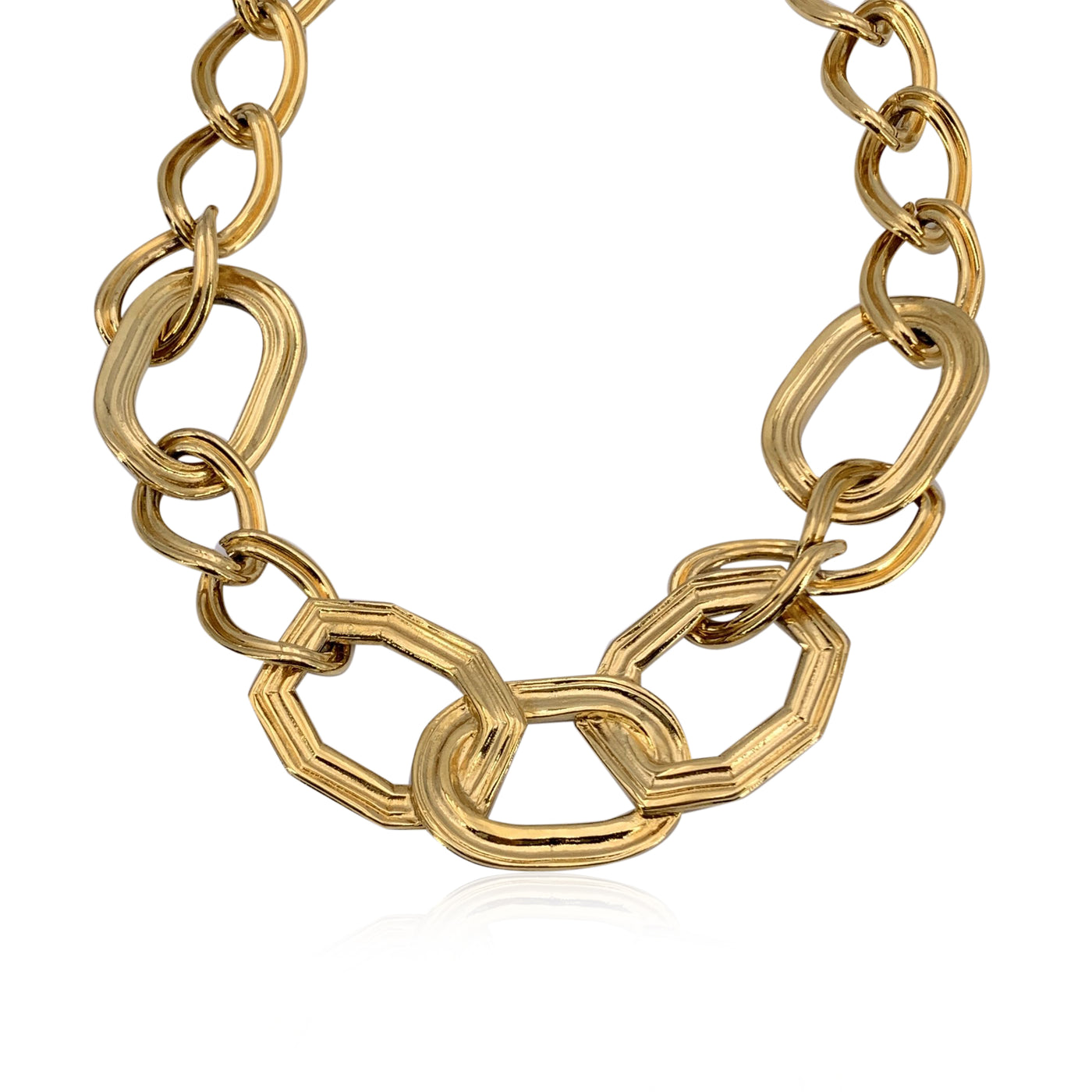 Yves Saint Laurent Vintage Gold Metal Big Chain Links Necklace