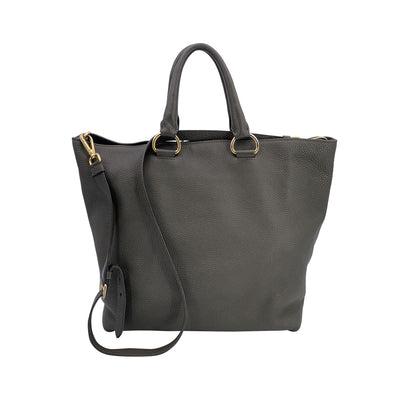 Prada Military Green Leather 2 Way Tote Shopping Bag with Strap