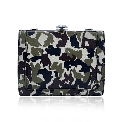 Miu Miu Military Camouflage Leather Handbag with Crystal