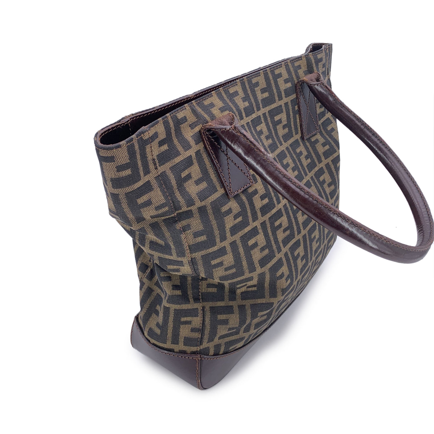 Fendi Vintage Zucca Monogram Canvas Tote Handbag Shoulder Bag