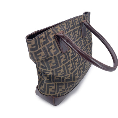 Fendi Vintage Zucca Monogram Canvas Tote Handbag Shoulder Bag