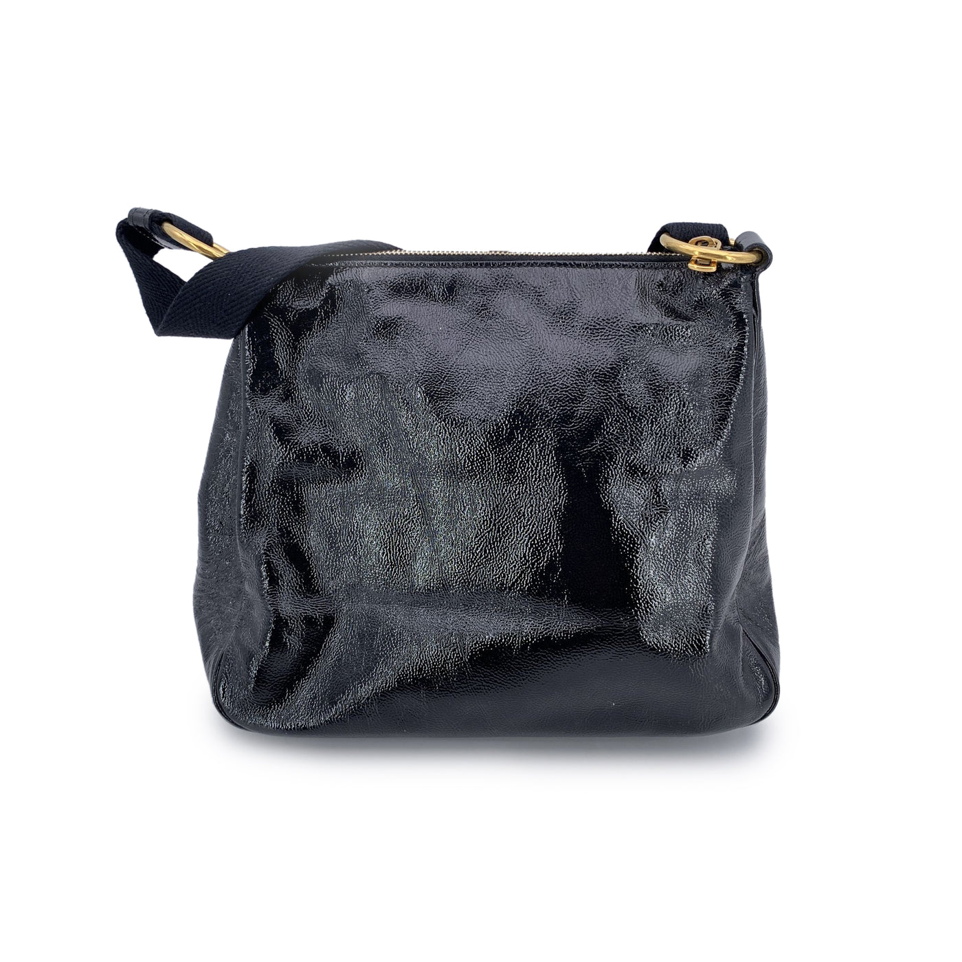 Yves Saint Laurent Black Patent Leather Y-Mail Shoulder Bag