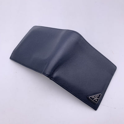 Prada Blue Saffiano Leather Bifold Wallet Coin Purse