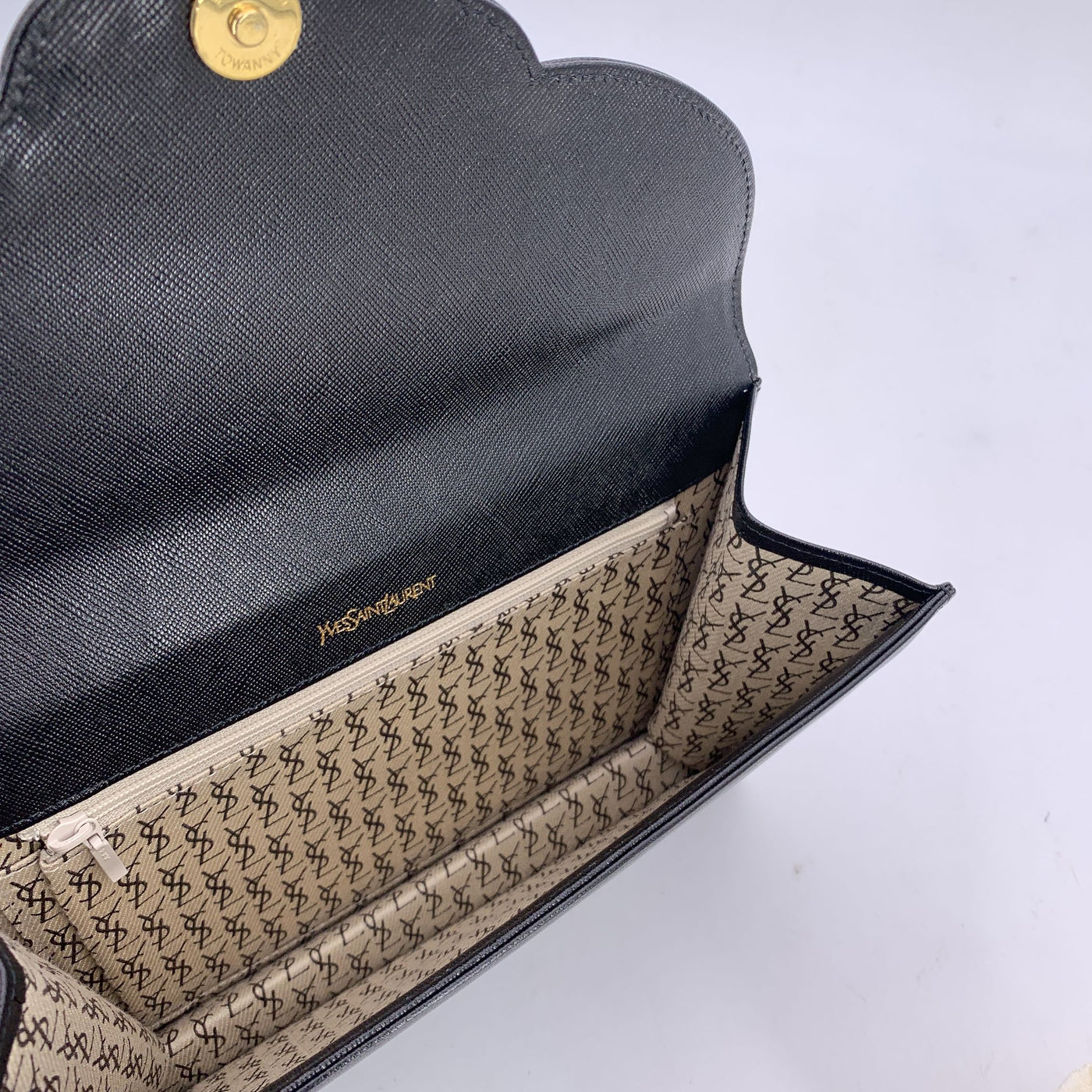 Yves Saint Laurent Vintage Black Leather YSL Clutch Bag Handbag