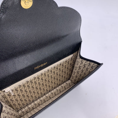 Yves Saint Laurent Vintage Black Leather YSL Clutch Bag Handbag