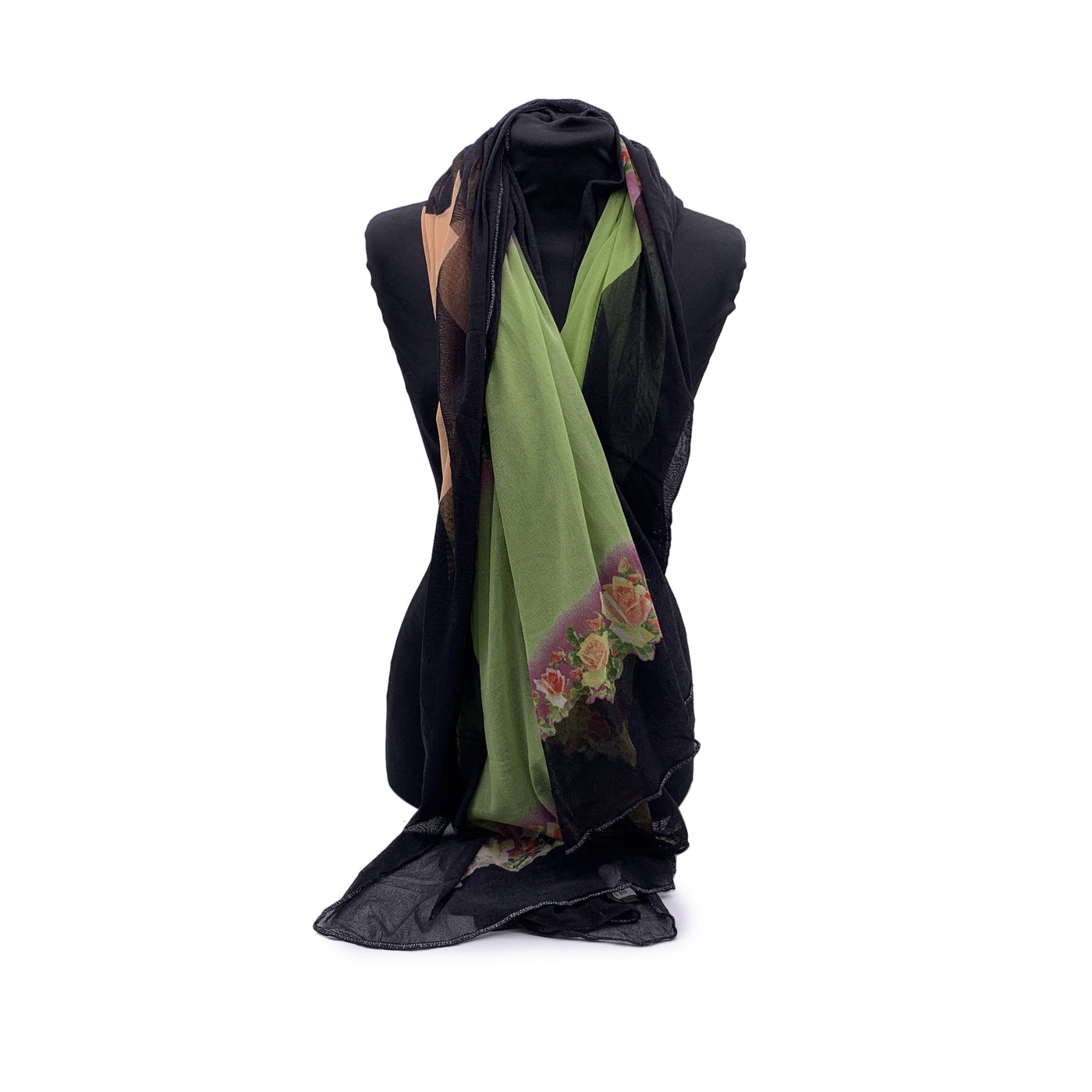 Jean Paul Gaultier Maille Multicolour Mesh Floral Stole Shawl Scarf