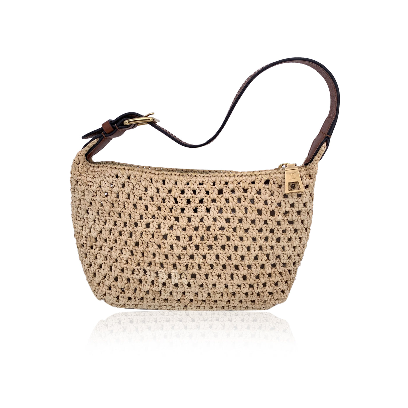 Louis Vuitton Beige Raffia Straw Hills Pochette Shoulder Bag M14304