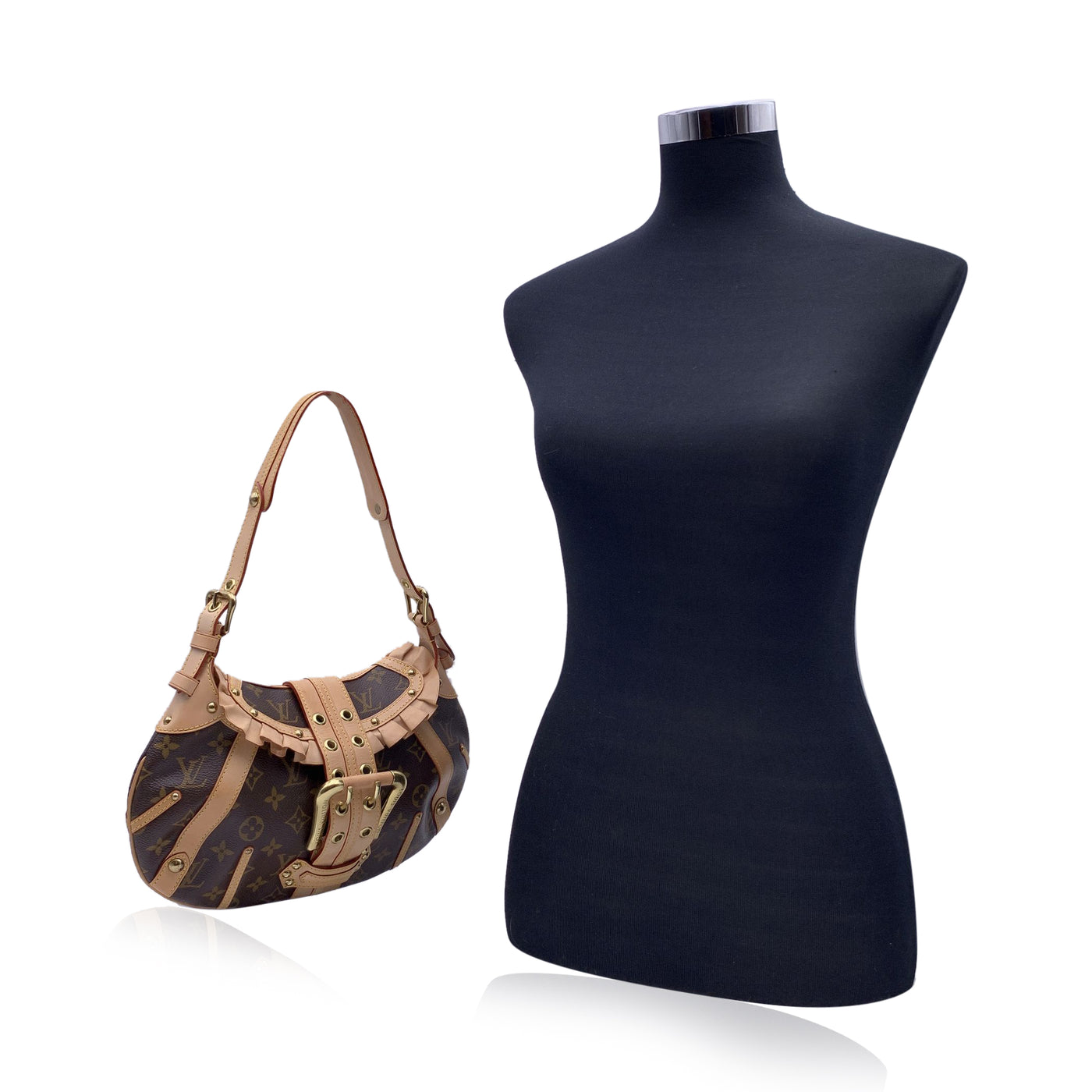 Louis Vuitton Brown Monogram Canvas Leonor Ruffle Shoulder Bag