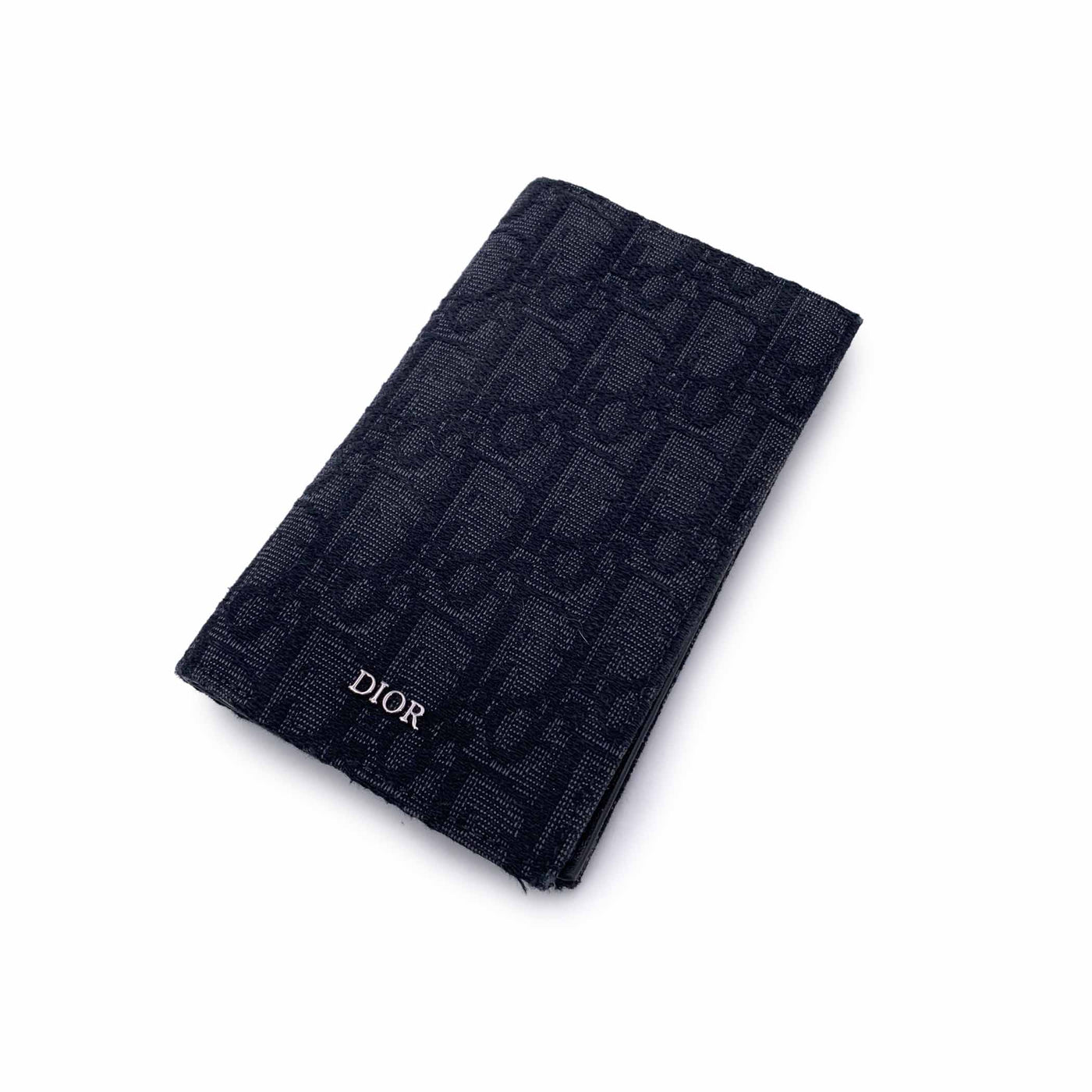 Christian Dior Black Jacquard Canvas Bi-Fold Vertical Card Holder