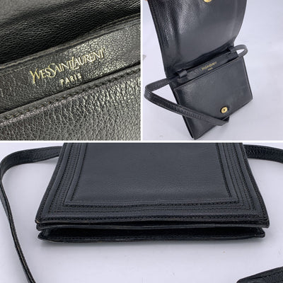 Yves Saint Laurent Vintage Black Leather Small Convertible Bag