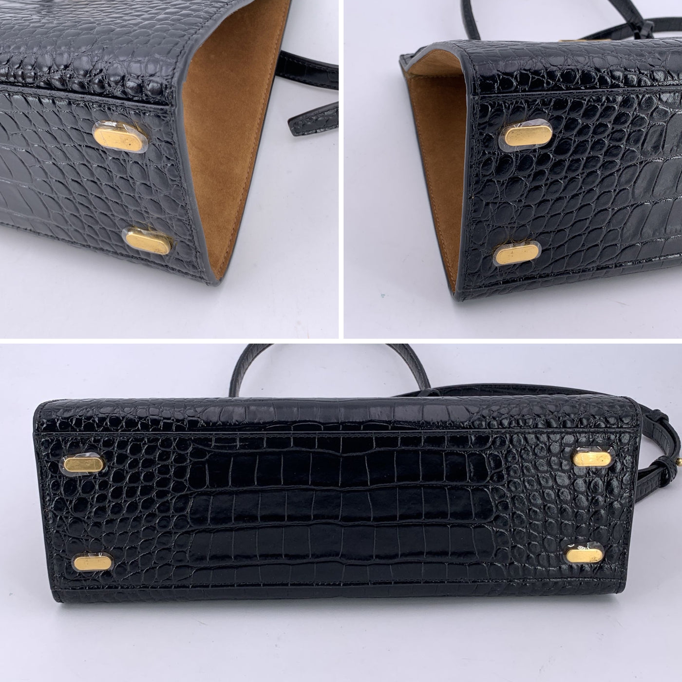 Tory Burch Black Embossed Leather Lee Radziwill Satchel Bag