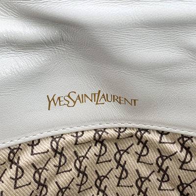 Yves Saint Laurent Vintage White V Quilted Leather Small Clutch Bag