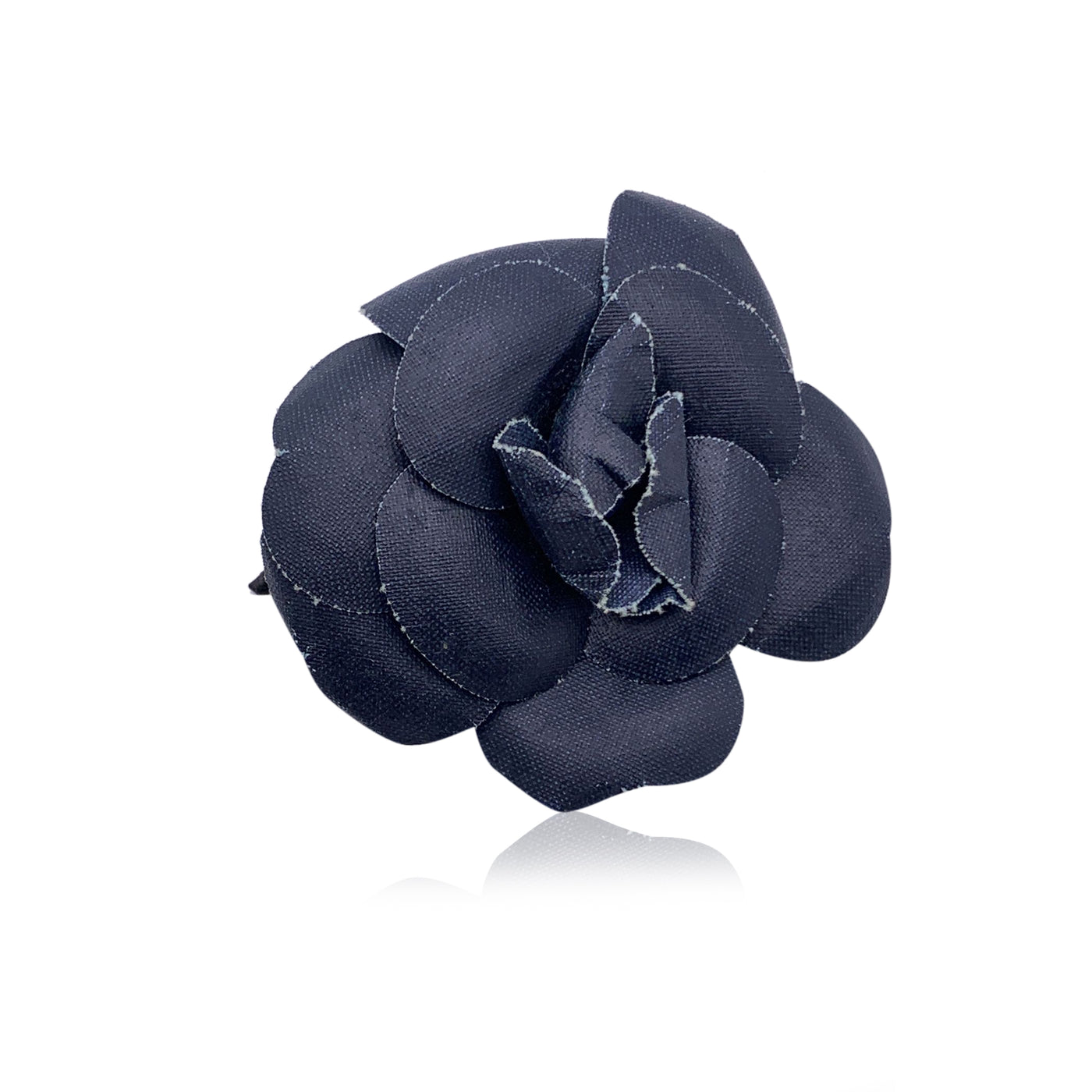 Chanel Vintage Blue Canvas Camelia Camellia Brooch