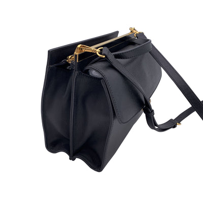 Fendi Black Leather Demi Jour Bag Tote Handbag with Shoulder Strap