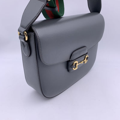 Gucci Grey Leather Horsebit 1955 Unisex Box Shoulder Bag