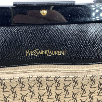 Yves Saint Laurent Vintage Black Leather Lucite Frame Clutch Bag