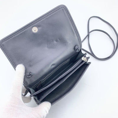 The Bridge Black Leather Small Mini Messenger Crossbody Bag