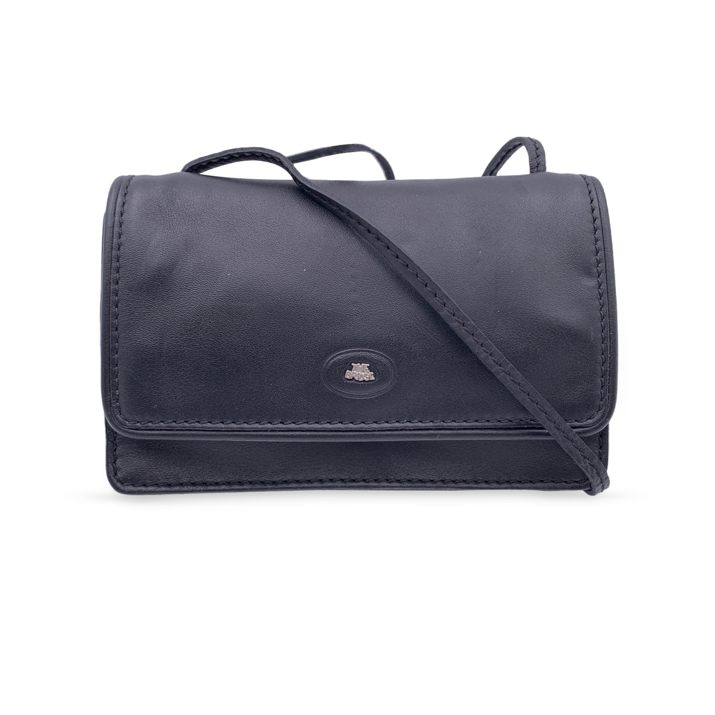 The Bridge Black Leather Small Mini Messenger Crossbody Bag