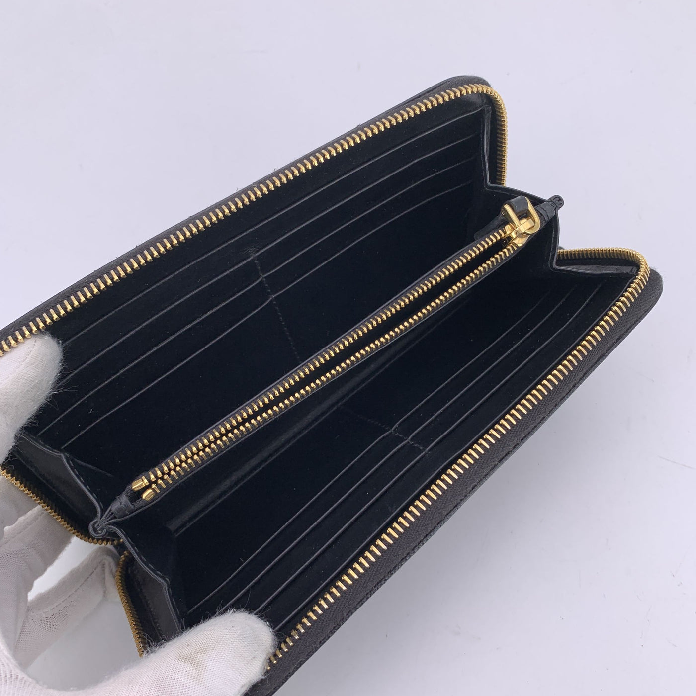 Prada Black Saffiano Leather Continental Zippy Wallet 1ML506