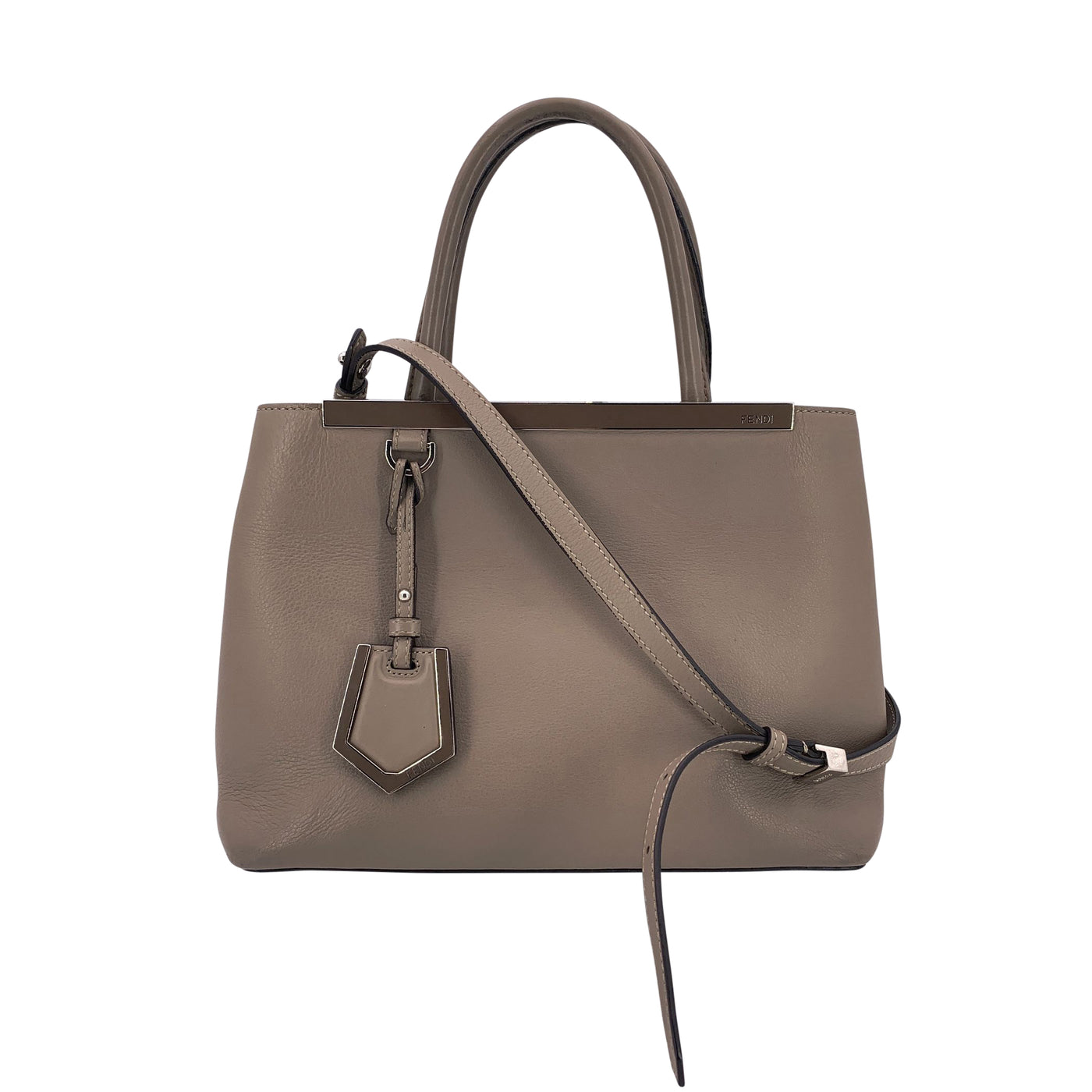 Fendi Grey Leather Petite 2 Jours Tote Handbag with Shoulder Strap