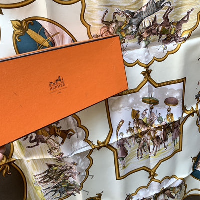 Hermes Paris Silk Scarf Les Chevaux des Moghols 1993 De Fougerolle