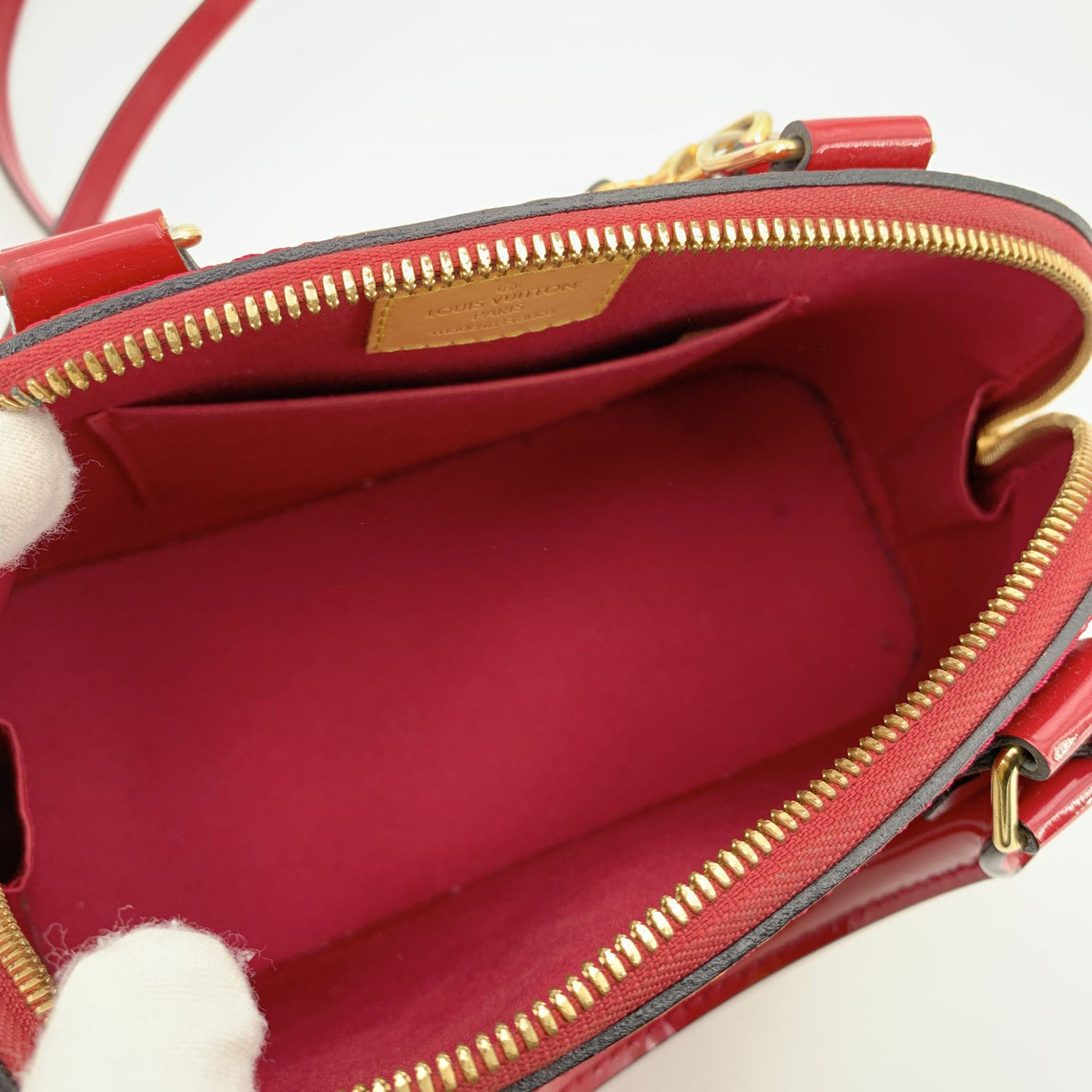 Louis Vuitton Red Monogram Vernis Alma BB Bag Handbag with Strap