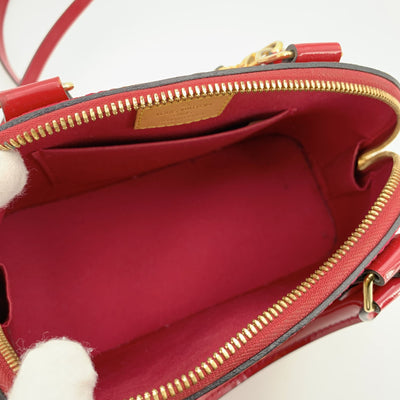 Louis Vuitton Red Monogram Vernis Alma BB Bag Handbag with Strap