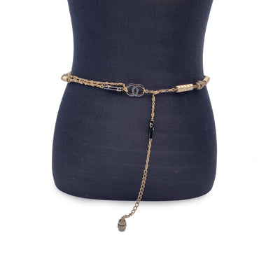 Chanel Gold Metal Paris Shangai CC Cylinders Necklace or Belt